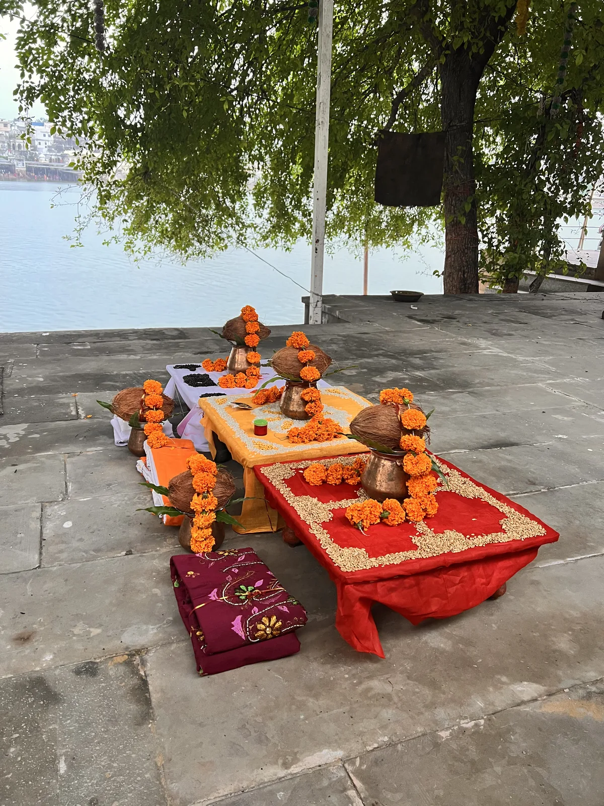 Flowers and ritual materials prepared for a ceremony