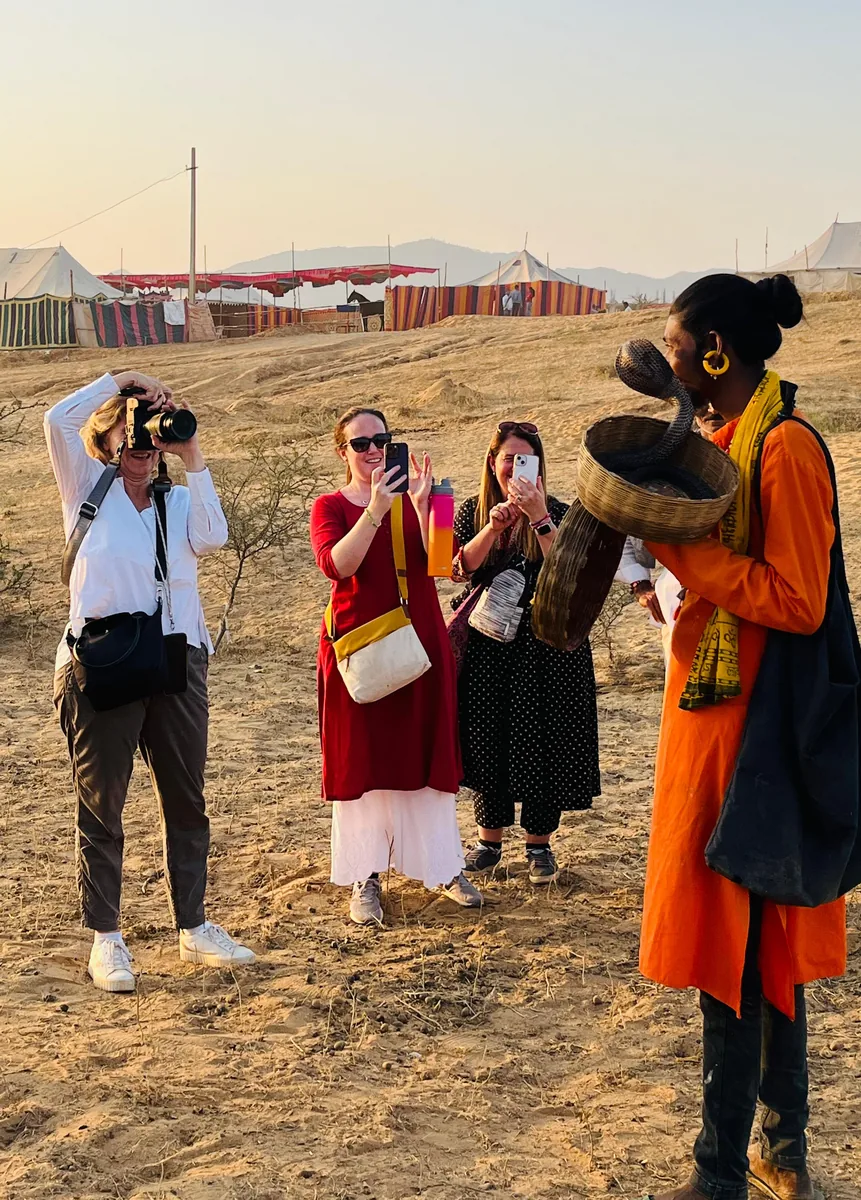Visitors explore the fairground during the Pushkar Camel Fair