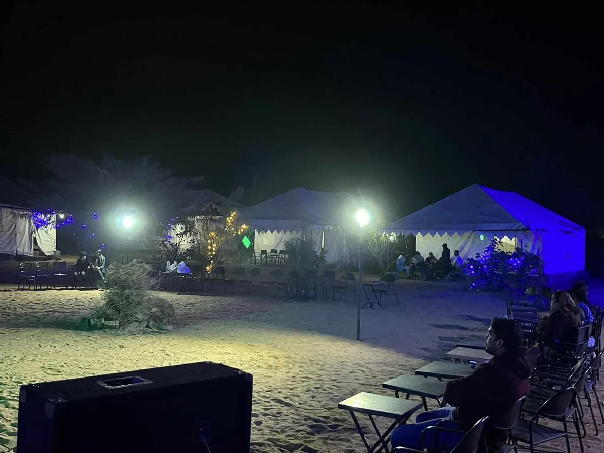 A cultural performance at a desert camp near Pushkar