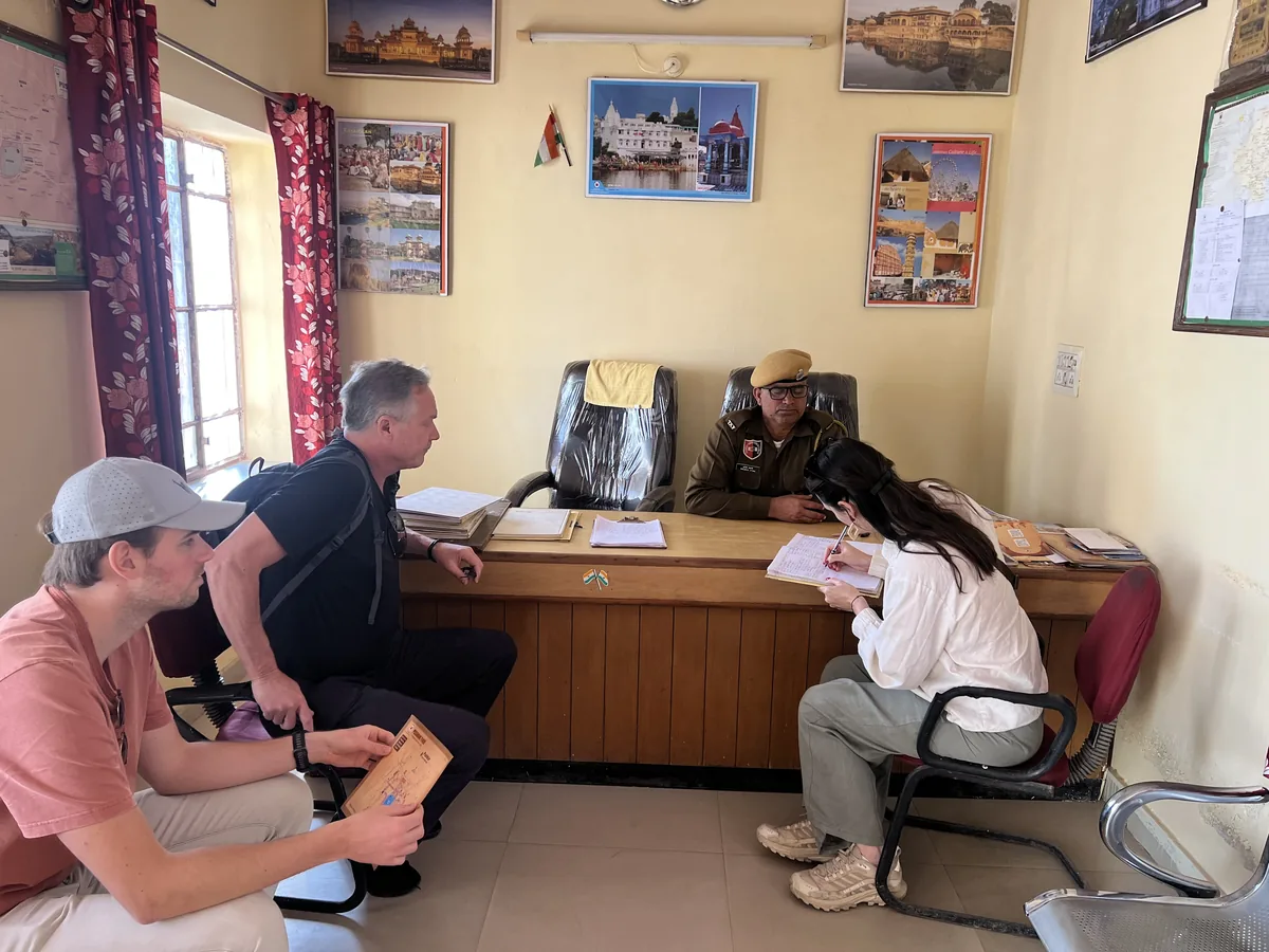 Visitors meet with their local guide in Pushkar